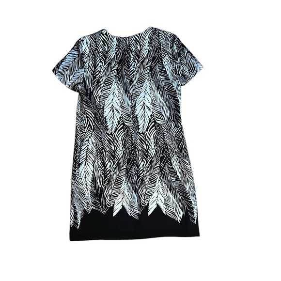 Club Monaco squelah palm leaves Floral Black White Silk Short Sleeve Dress Sz 0 - Picture 5 of 8